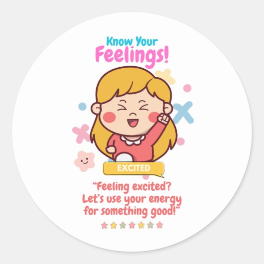 Sticker Rond Kids Emotion Featuring Excited (Devant)
