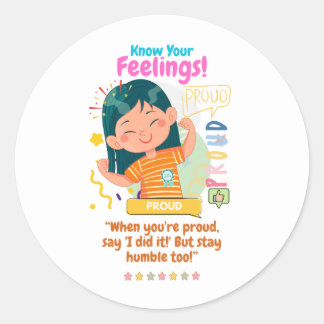 Sticker Rond Kids Emotion Featuring Proud
