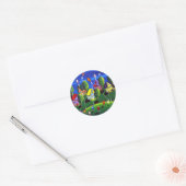 Sticker Rond Kids Flying Kites Folk Art (Enveloppe)