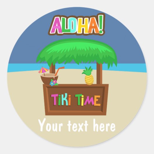 Sticker Rond Kids Hawaiian Luau Party (Devant)