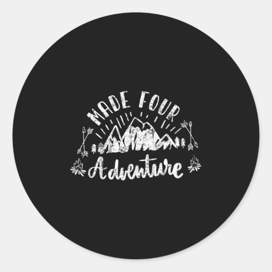 Sticker Rond Kids Made Four Adventure 4th Birthday Camping (Devant)