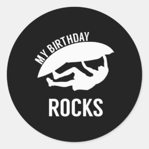 Sticker Rond Kids My Birthday Rocks Cadeau pour Rock Escalade B