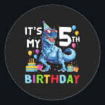 Sticker Rond Kids Rawr I'm 5 5th Birthday T Rex Dinosaur Party<br><div class="desc">Kids Rawr I'm 5 5th Birthday T Rex Dinosaur Party Don pour garçons</div>