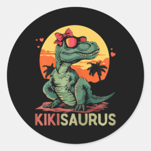 Sticker Rond Kikisaurus Dino Dinosaur Kiki-saurus T-rex Mère