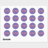 Sticker Rond Kim nom en néon brillant lumière nouveauté (Feuille)