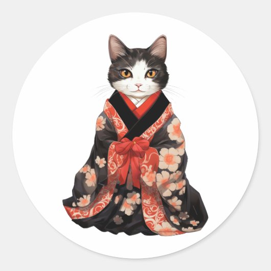 Sticker Rond Kimono Cat (Devant)