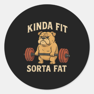 Sticker Rond Kinda Fit Sorta Grote Gym Amusante Rétro Mette Bul
