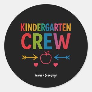 Sticker Rond Kinder Crew Funny Kindergarten Fun Retour À L'Écol