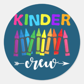 Sticker Rond Kinder Crew Kindergarten Enseignant 1er jour de