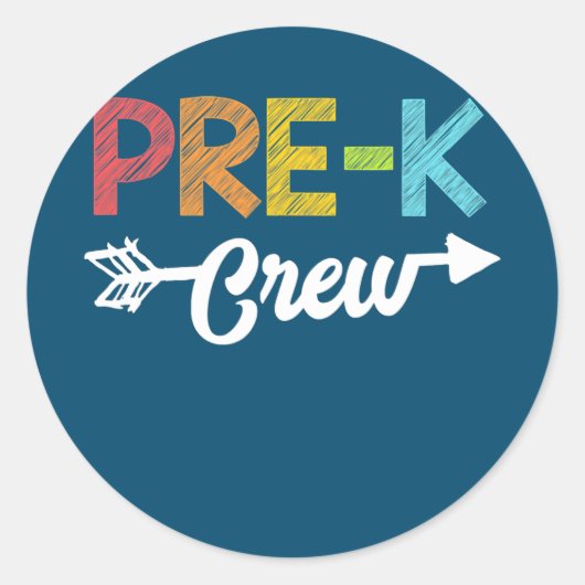 Sticker Rond Kinder Crew Pré K Enseignant Enfants Retourner À (Devant)