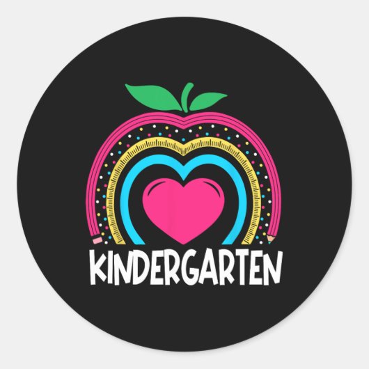 Sticker Rond Kindergarten Boho Rainbow enseignant équipe Kinder (Devant)