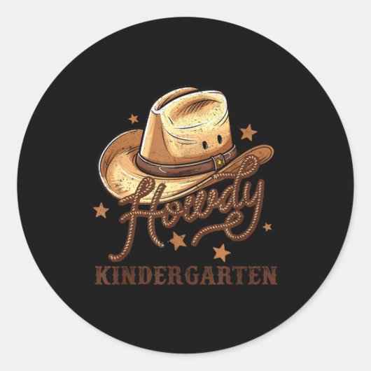 Sticker Rond Kindergarten Teacher Rodeo Cowboy Western Howdy Ki (Devant)