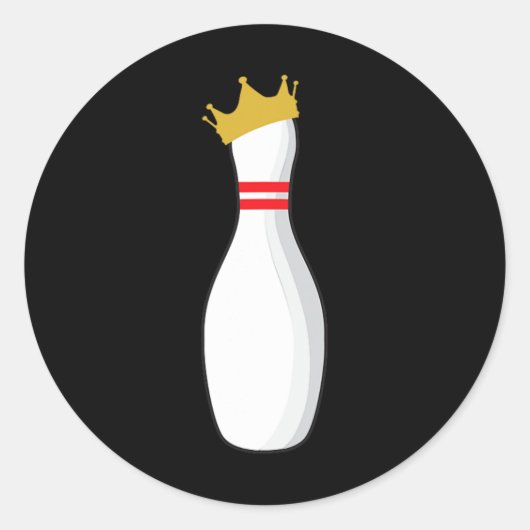 Sticker Rond King Bowling Pin Drôle Grèves Graphiques Et Déchet (Devant)