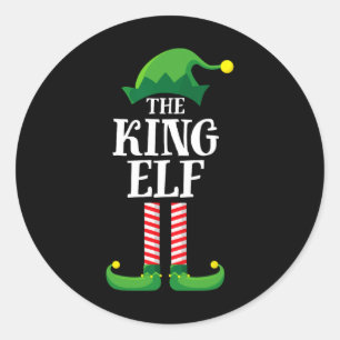 Sticker Rond King Elf Matching Family Group Christmas Party Pyj