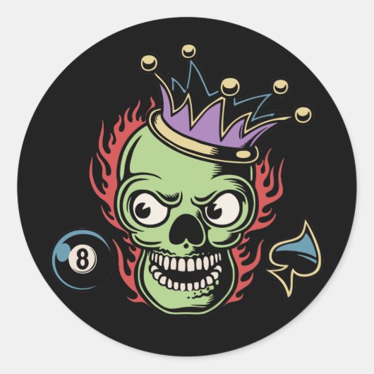 Sticker Rond KIng Lucky Skull (Devant)