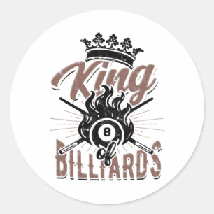 Sticker Rond King Of Billiards - Piscine Et Balle De 8 Ans