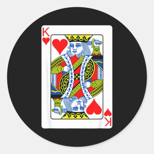 Sticker Rond King Of Hearts Playing Card Valentine Costume  (Devant)