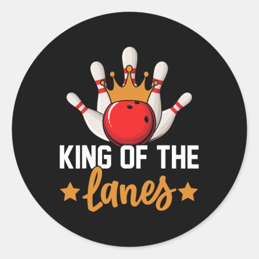 Sticker Rond King Of The Lanes I Bowling (Devant)