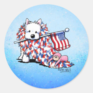 Sticker Rond KiniArt Liberty Westie