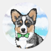 Sticker Rond KiniArt Merle Corgi (Devant)