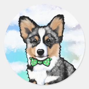 Sticker Rond KiniArt Merle Corgi