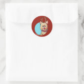 Sticker Rond KiniArt Noël Cairn Reindeer (Sac)