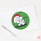 Sticker Rond KiniArt Père Noël Westie Dog Dons (Enveloppe)