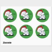 Sticker Rond KiniArt Père Noël Westie Dog Dons (Feuille)
