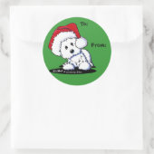 Sticker Rond KiniArt Père Noël Westie Dog Dons (Sac)