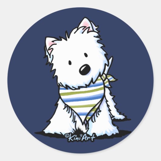 Sticker Rond KiniArt Scarf Westie (Devant)