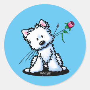 Sticker rond KiniArt Westie Terrier classique
