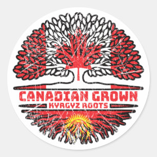 Sticker Rond Kirghizstan Kirghize drapeau canadien des racines