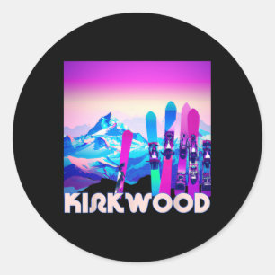 Sticker Rond Kirkwood Ski - Ski de style rétro 80 et Snowboa