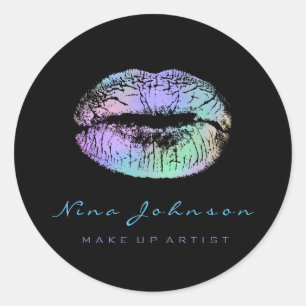 Sticker Rond Kiss Lips Maquillage Artiste Beauté Ombre Mint Lip