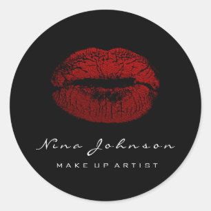 Sticker Rond Kiss Lips maquillage Artiste Beauté Rouge noir Lip