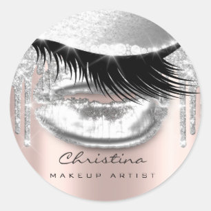 Sticker Rond Kiss Lips Maquillage Artiste Parties scintillant L
