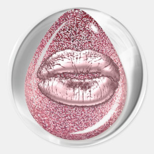 Sticker Rond Kiss Lips Parties scintillant Rose Round Maquillag