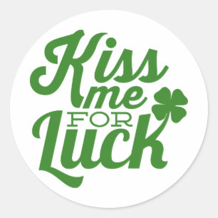 Sticker Rond Kiss Me For Luck - St. Patrick's Day