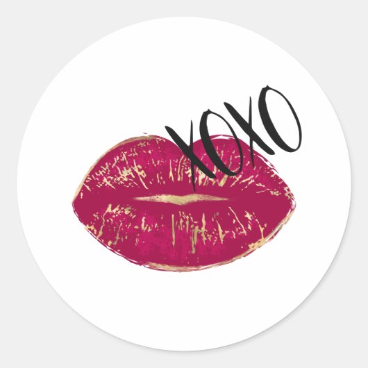 Sticker Rond Kiss Red Lips XOXO (Devant)
