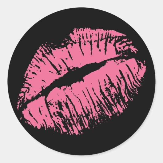Sticker Rond Kiss rose (Devant)