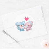 Sticker Rond Kissing Bears mignon et Kawaii (Enveloppe)