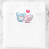 Sticker Rond Kissing Bears mignon et Kawaii (Sac)