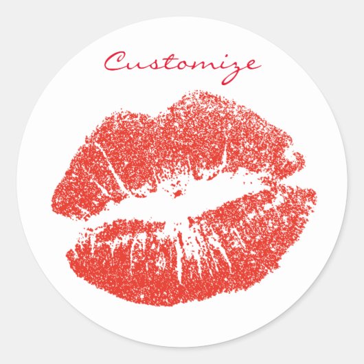 Sticker Rond Kissing Red lips (Devant)