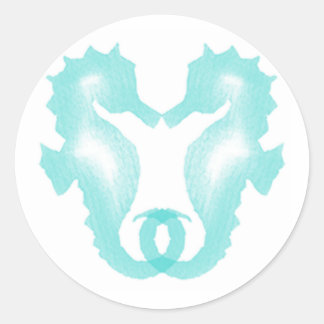 Sticker Rond Kissing Seahorses