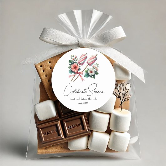 Sticker Rond Kit de célébration de S'mores pour la mariée de ca