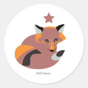 Sticker Rond Kit de Fox avec l'étoile sticker.v2 de Noël
