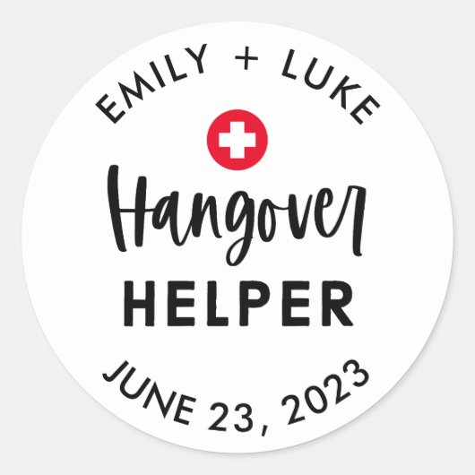 Sticker Rond Kit de récupération Mariage Hangover personnalisé (Devant)