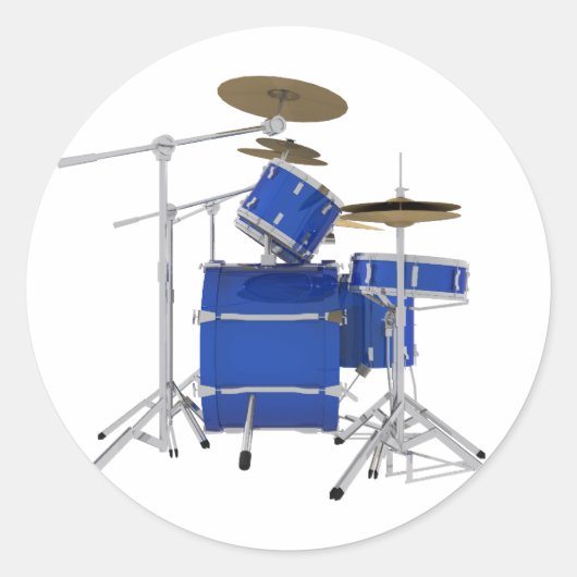 Sticker Rond Kit de tambour bleu : (Devant)