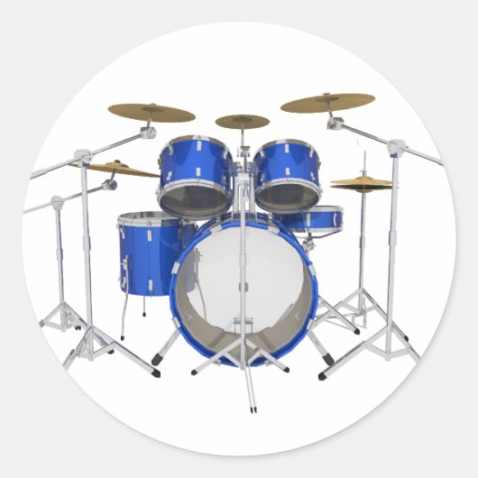 Sticker Rond Kit de tambour bleu : (Devant)