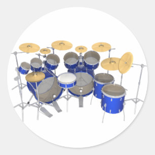 Sticker Rond Kit de tambour bleu : 10 pièce :